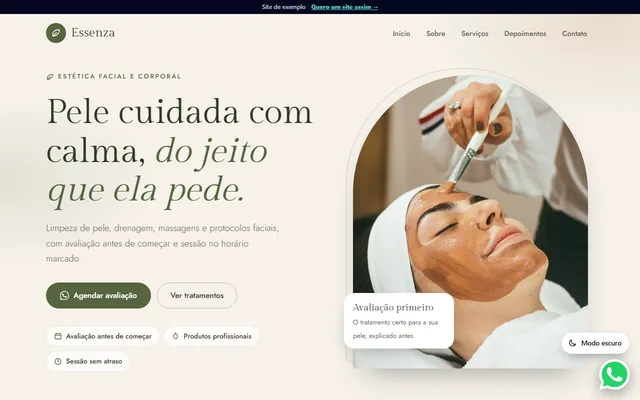 Ver o exemplo de Estética facial e corporal