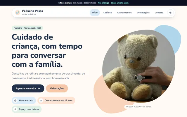Ver o exemplo de Clínica Pediátrica